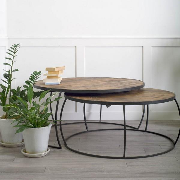 Clapp Nesting Wood Coffee Tables, Aged - Reimagine Designs - 