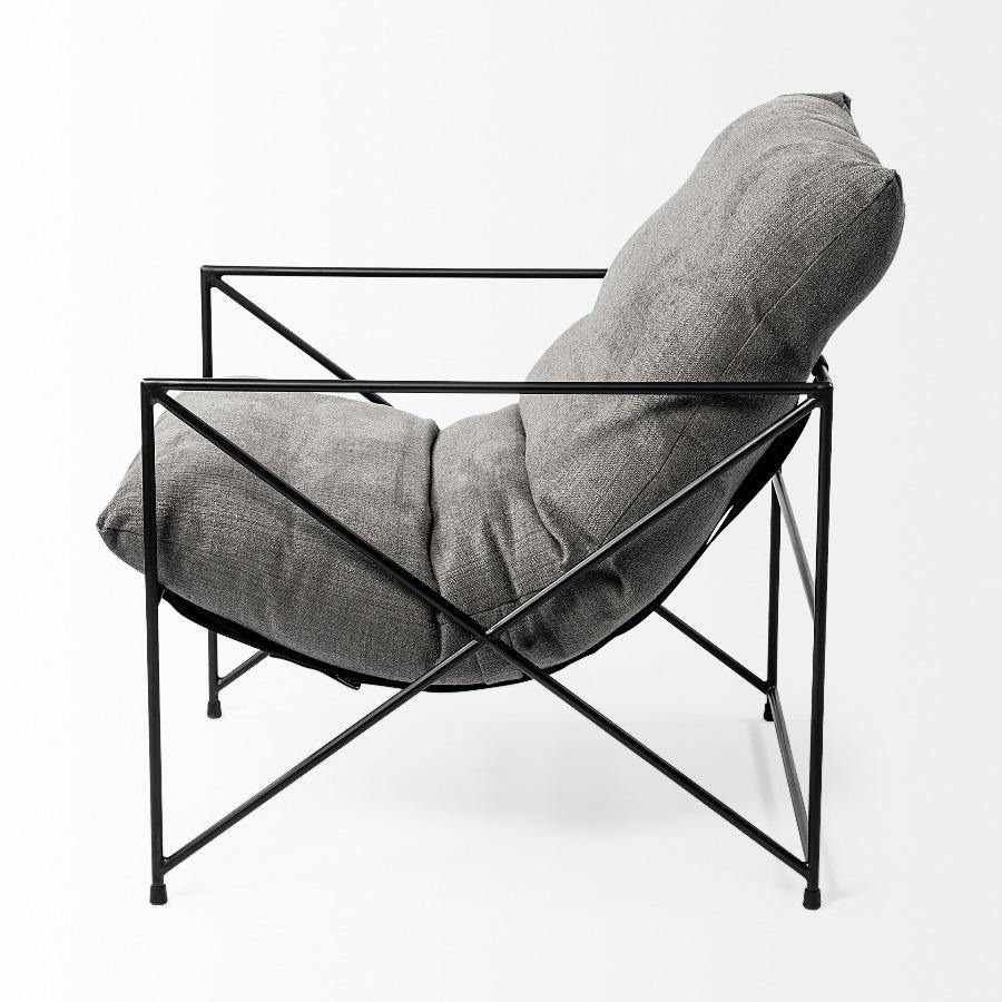Leonidas Metal Frame Accent Chair, Grey - Reimagine Designs - Armchair, new