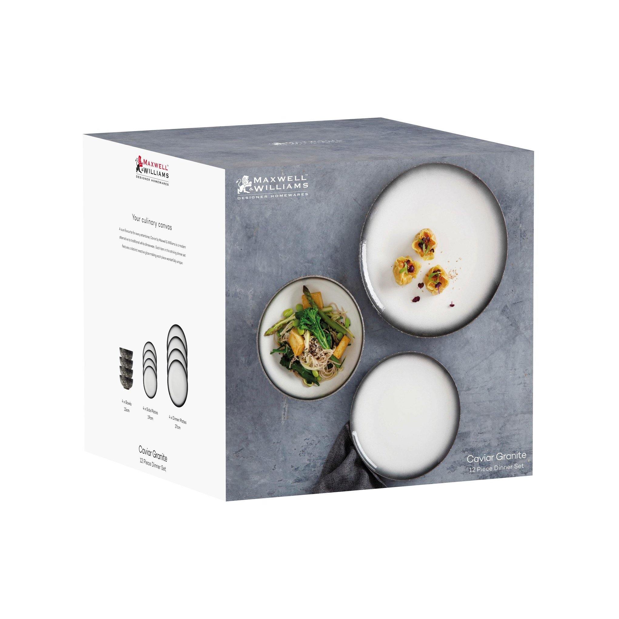 Dinner Set Caviar Granite (12 PC) - Reimagine Designs - Kitchenware, new