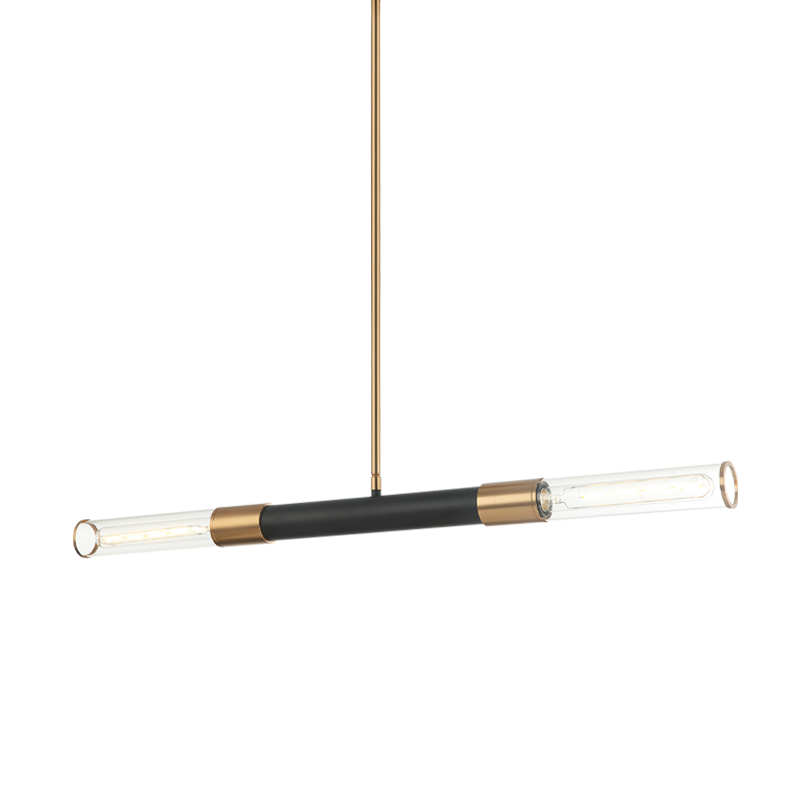Matteo C61202MBAG - Tubo Linear Matte Black and Aged Gold Brass Pendant