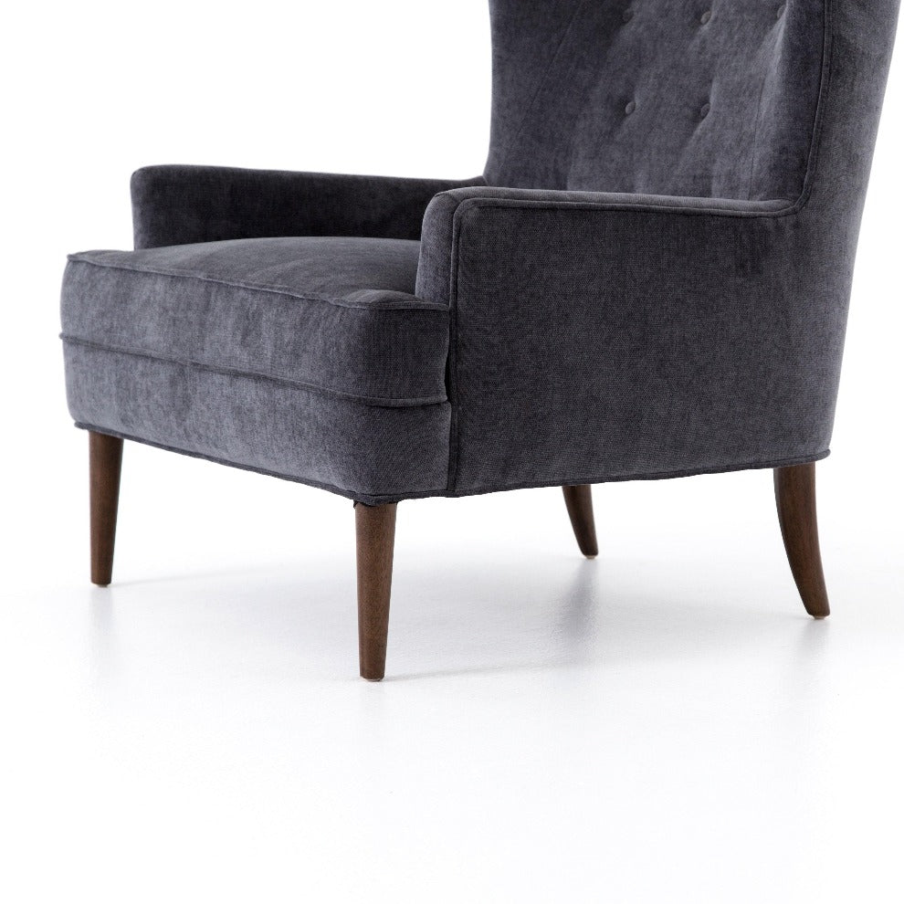 Clermont Chair - Charcoal Worn Velvet - Reimagine Designs - Armchair