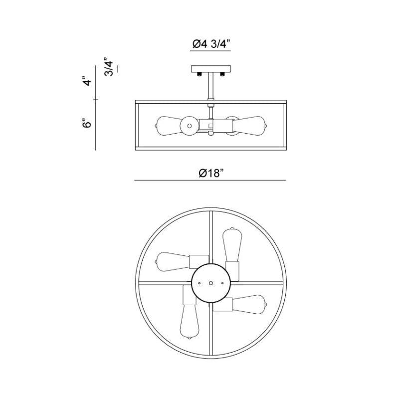 Candid Circular Frame Flushmount, 4 Light - Reimagine Designs - Flushmount