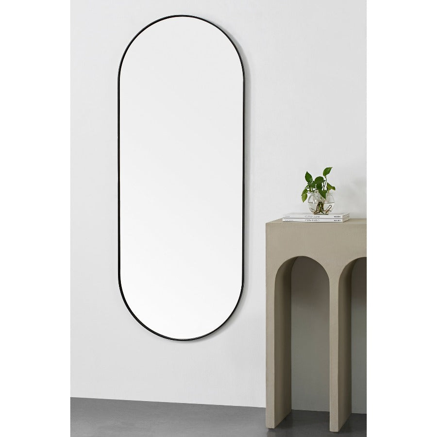 Ammar Black Oval Wall Mirror