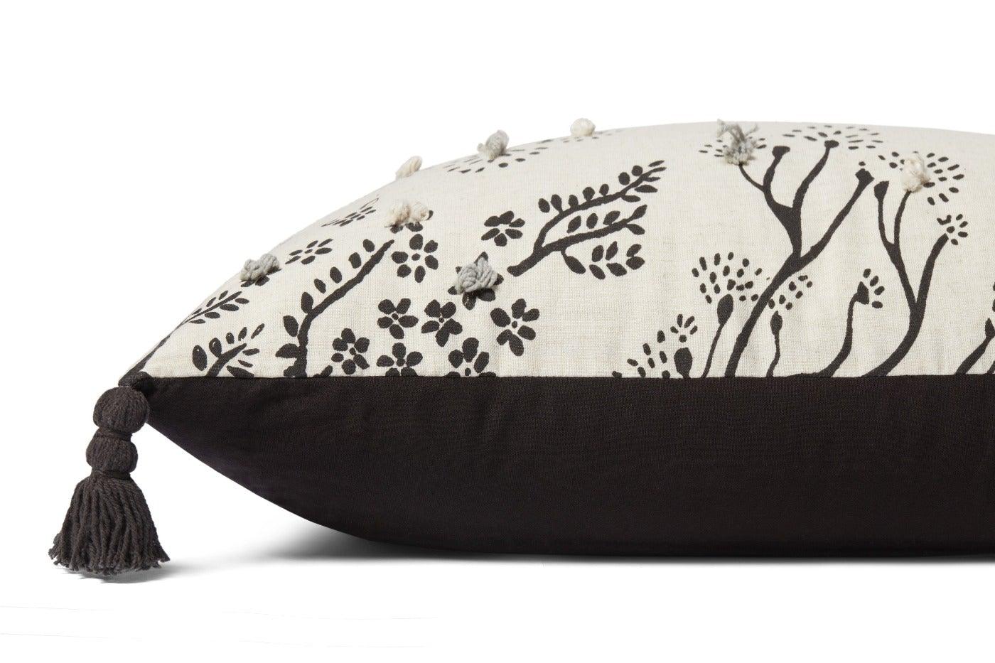 Ivory Black Embroidered Pillow - Reimagine Designs - new, Pillows