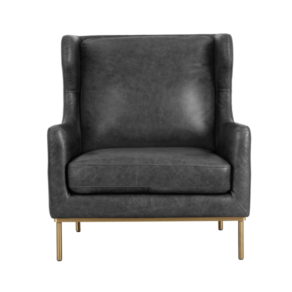 Sunpan Virgil Marseille Black Leather Lounge Chair