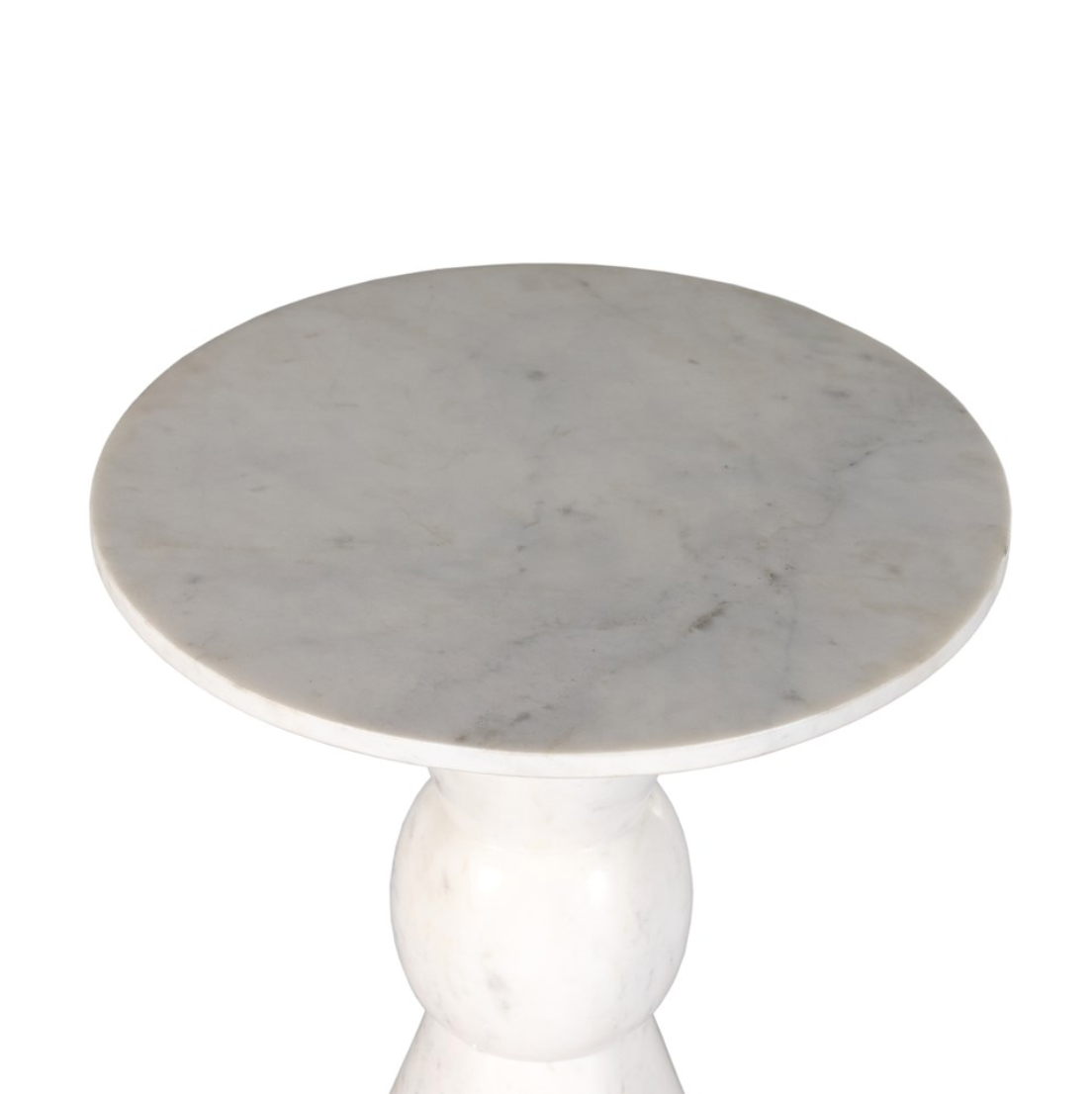 Fox Polished White Marble End Table