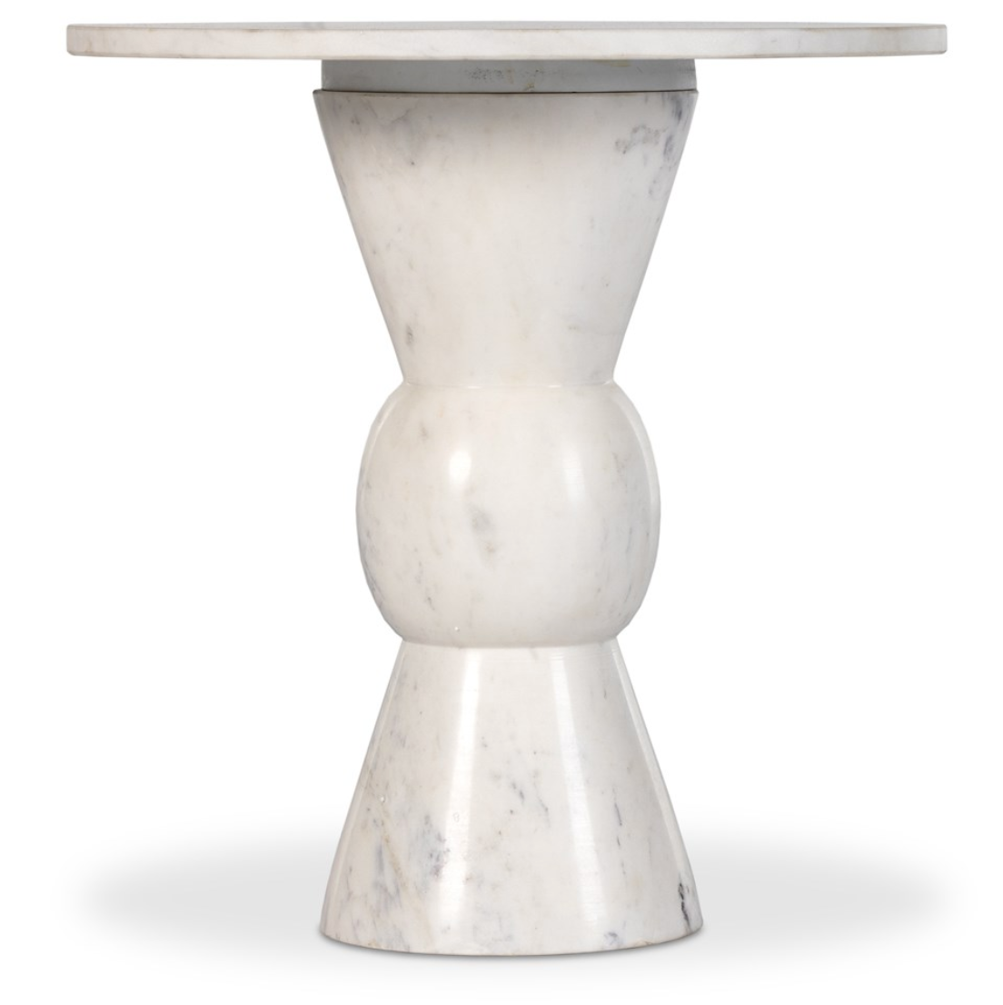 Fox Polished White Marble End Table