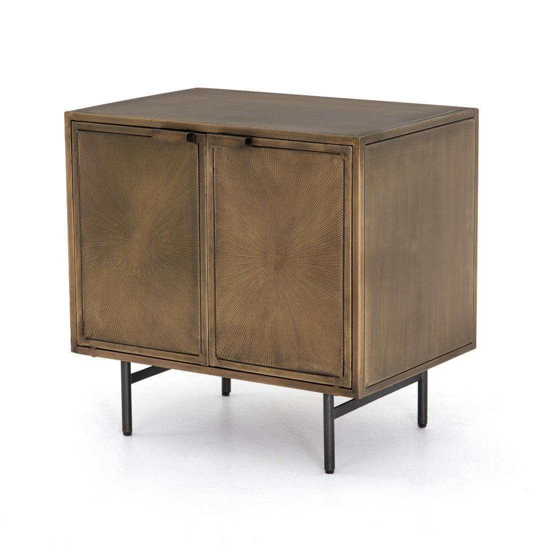 Sunburst Aged Brass Cabinet Nightstand - Reimagine Designs - new, nightstands