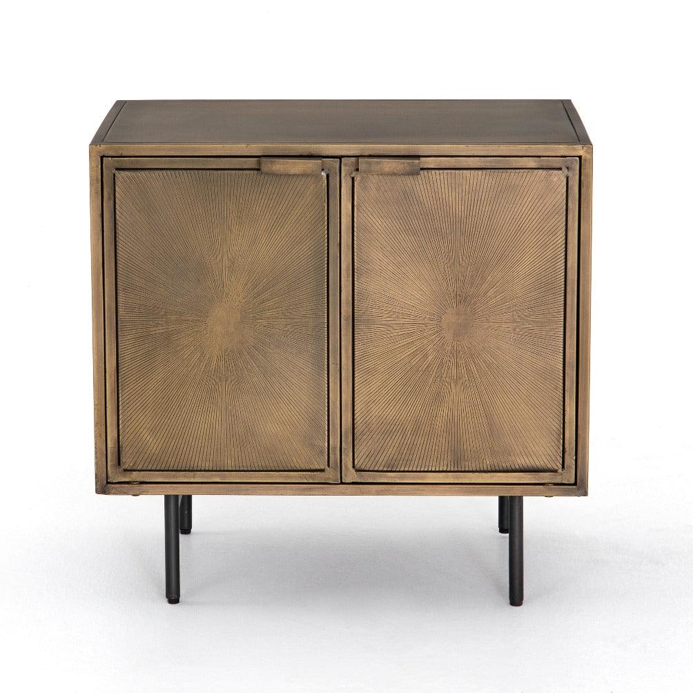 Sunburst Aged Brass Cabinet Nightstand - Reimagine Designs - new, nightstands