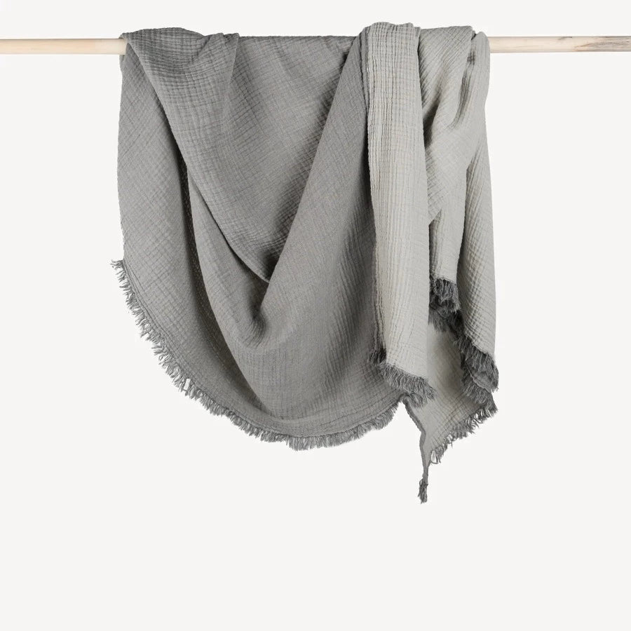 Solid Charcoal Grey Crinkle Throw