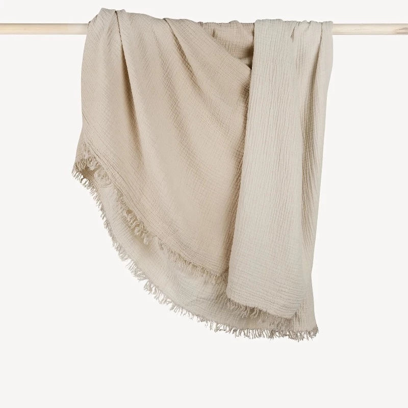 Solid Fawn Beige Crinkle Throw